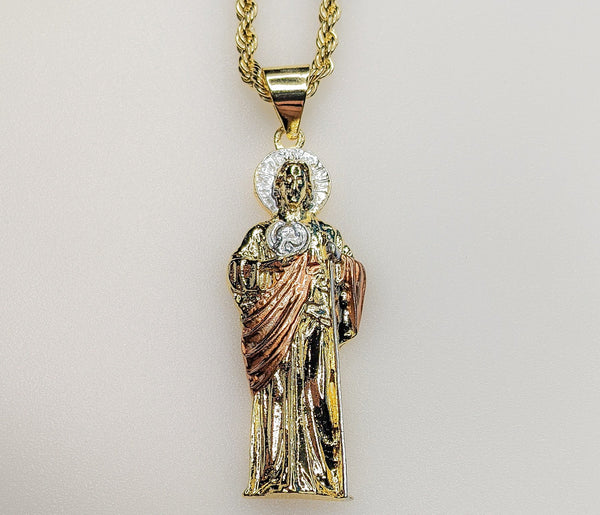 Gold plated Saint Jude necklace pendant | Patron Saint of Lost Causes
