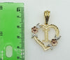 Plated Tri-Color Heart Letter "I" 4mm Rope/Braided Chain Necklace