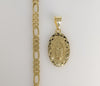 Plated Virgin Mary 5mm Figaro Chain Necklace