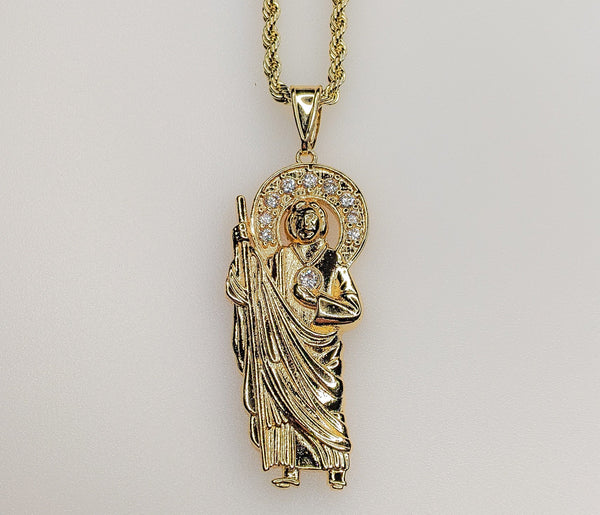 Gold plated Saint Jude necklace pendant | Patron Saint of Lost Causes
