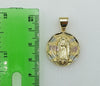 Plated Tri-Color Virgin Mary 4mm 14K Diamond Cut Figaro Chain Necklace