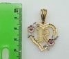 Plated Tri-Color Heart Letter "R" 3mm Rope/Braided Chain Necklace