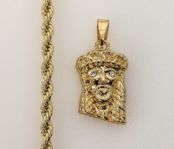 Plated Jesus 4mm Rope/Braided Chain Necklace