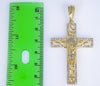 Plated Cross 4mm 14K Diamond Cut Figaro Chain Necklace