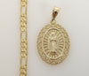 Plated Virgin Mary 5mm Figaro Chain Necklace
