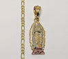 Plated Tri-Color Virgin Mary 3mm Figaro Chain Necklace