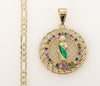 Plated Multicolor Saint Jude 4mm Figaro Chain Necklace