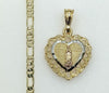 Plated Tri-Color Virgin Mary 4mm Figaro Chain Necklace