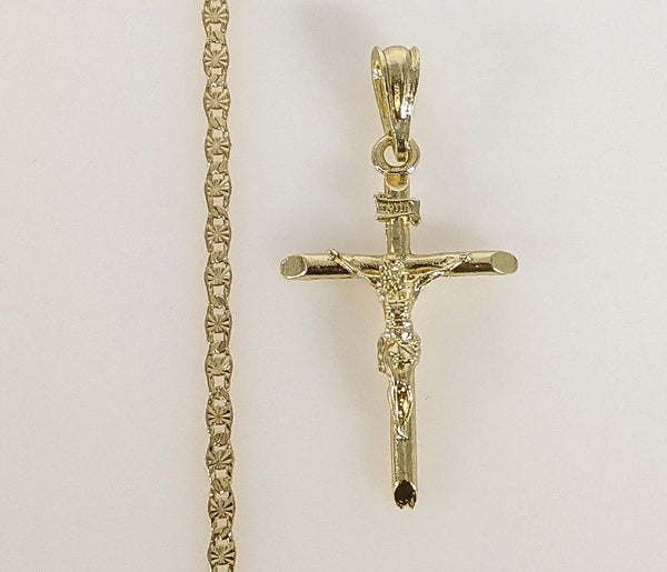 Plated Small Cross 3mm Star Chain Necklace