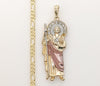 Plated Tri-Color Saint Jude 5mm Figaro Chain Necklace