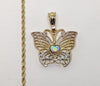 Plated Tri-Color Butterfly 2mm Rope/Braided Chain Necklace