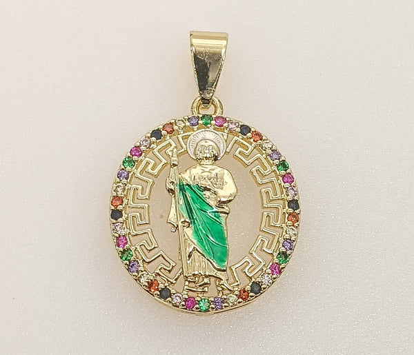 Plated Multicolor Saint Jude Thaddaeus Pendant