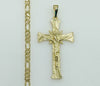 Plated Cross 5mm Figaro Chain Necklace