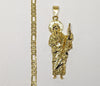 Plated Saint Jude 4mm 14K Diamond Figaro Chain Necklace