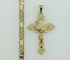 Plated Cross 5mm Figaro Chain Necklace