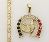 Plated Rooster 5mm Figaro Chain Necklace