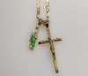 Cross Saint Jude Double Pendants Charms 3mm Figaro Plated Necklace
