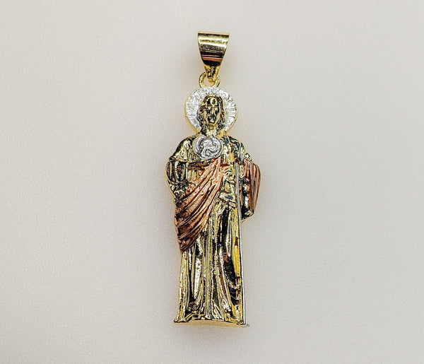 Plated Tri-Color Saint Jude Thaddaeus Pendant