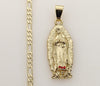 Plated Virgin Mary 3mm Figaro Chain Necklace