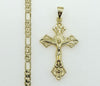 Plated Cross 4mm Figaro Chain Necklace