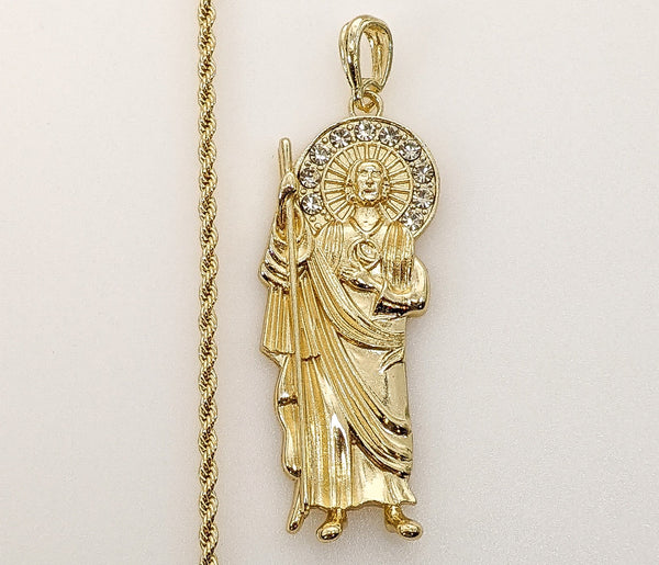 Plated Saint Jude 3mm Rope/Braided Chain Necklace