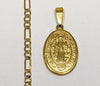 Stainless Steel Saint Benedict Pendant 4mm Plated Figaro Chain Necklace