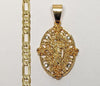 Plated Saint Jude 4mm 14K Diamond Figaro Chain Necklace