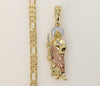 Plated Medium Tri-Color Saint Jude 5mm Figaro Chain Necklace