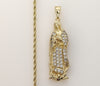 Plated Large Virgin Mary 3mm Rope/Braided Chain Necklace