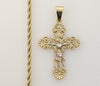 Plated Tri-Color Cross 3mm Rope/Braided Chain Necklace