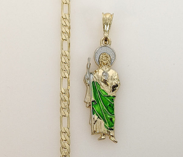 Plated Medium Multicolor Saint Jude 4mm Figaro Chain Necklace