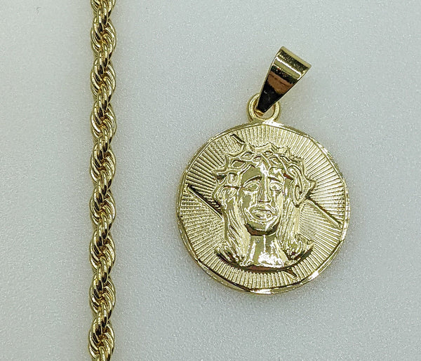 Plated Jesus 4mm Rope/Braided Chain Necklace