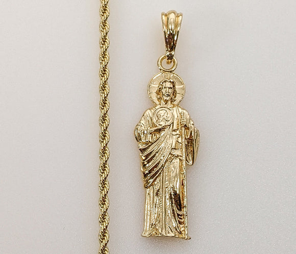 Plated Saint Jude 3mm Rope/Braided Chain Necklace