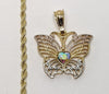 Plated Tri-Color Butterfly 3mm Rope/Braided Chain Necklace