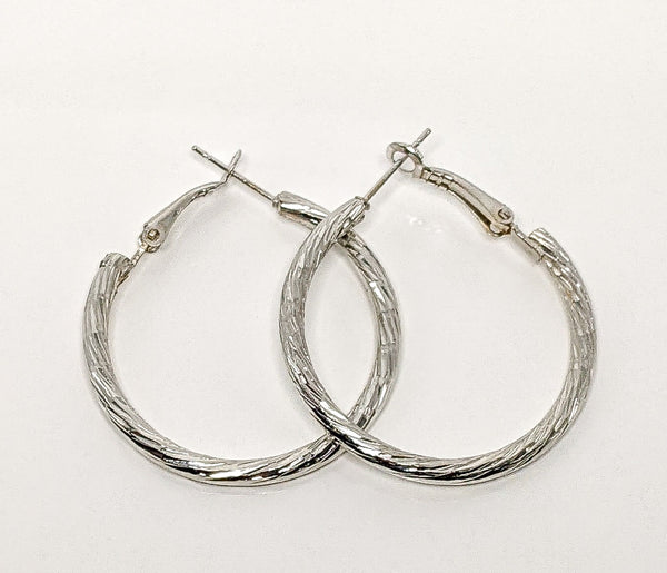 Rhodium Plated 30mm Hoop Earring