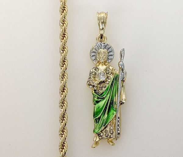 Plated Multicolor Saint Jude 4mm Rope/Braided Chain Necklace