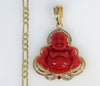 Plated Buddha 4mm 14K Diamond Figaro Chain Necklace