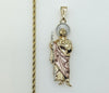 Plated Large Tri-Color Saint Jude 3mm Rope/Braided Chain Necklace