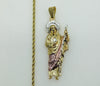 Plated Tri-Color Saint Jude Rope/Braided 2mm Chain Necklace