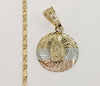 Plated Tri-Color Virgin Mary 2mm Star Solid Chain Necklace