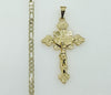 Plated Cross 3mm Figaro Chain Necklace