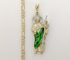 Plated Multicolor Saint Jude 4mm 14K Diamond Figaro Chain Necklace