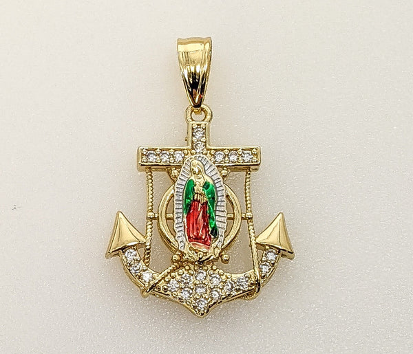 Plated Multicolor Virgin Mary Pendant