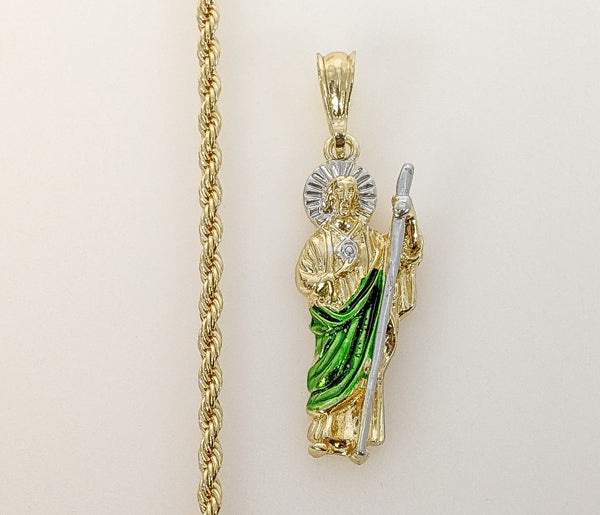 Plated Multicolor Saint Jude 3mm Rope/Braided Chain Necklace