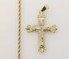 Plated Tri-Color Cross 3mm Rope/Braided Chain Necklace