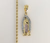 Plated Tri-Color Virgin Mary 3mm Rope/Braided Chain Necklace