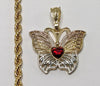 Plated Tri-Color Butterfly 4mm Rope/Braided Chain Necklace