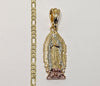 Plated Tri-Color Virgin Mary 3mm Figaro Chain Necklace