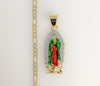 Plated Multicolor Virgin Mary 3mm Figaro Chain Necklace
