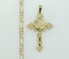 Plated Cross 4mm 14K Diamond Cut Figaro Chain Necklace
